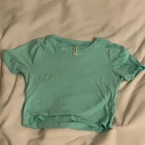 Teal crop shirt